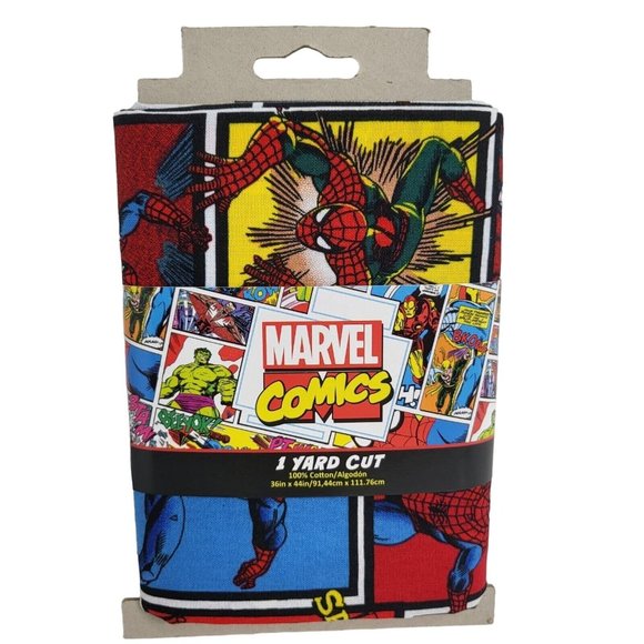 Marvel Other - Marvel Comic Book Print Spiderman Cut Fabric 1 Yard 100% Cotton 36" X 44" Heroes